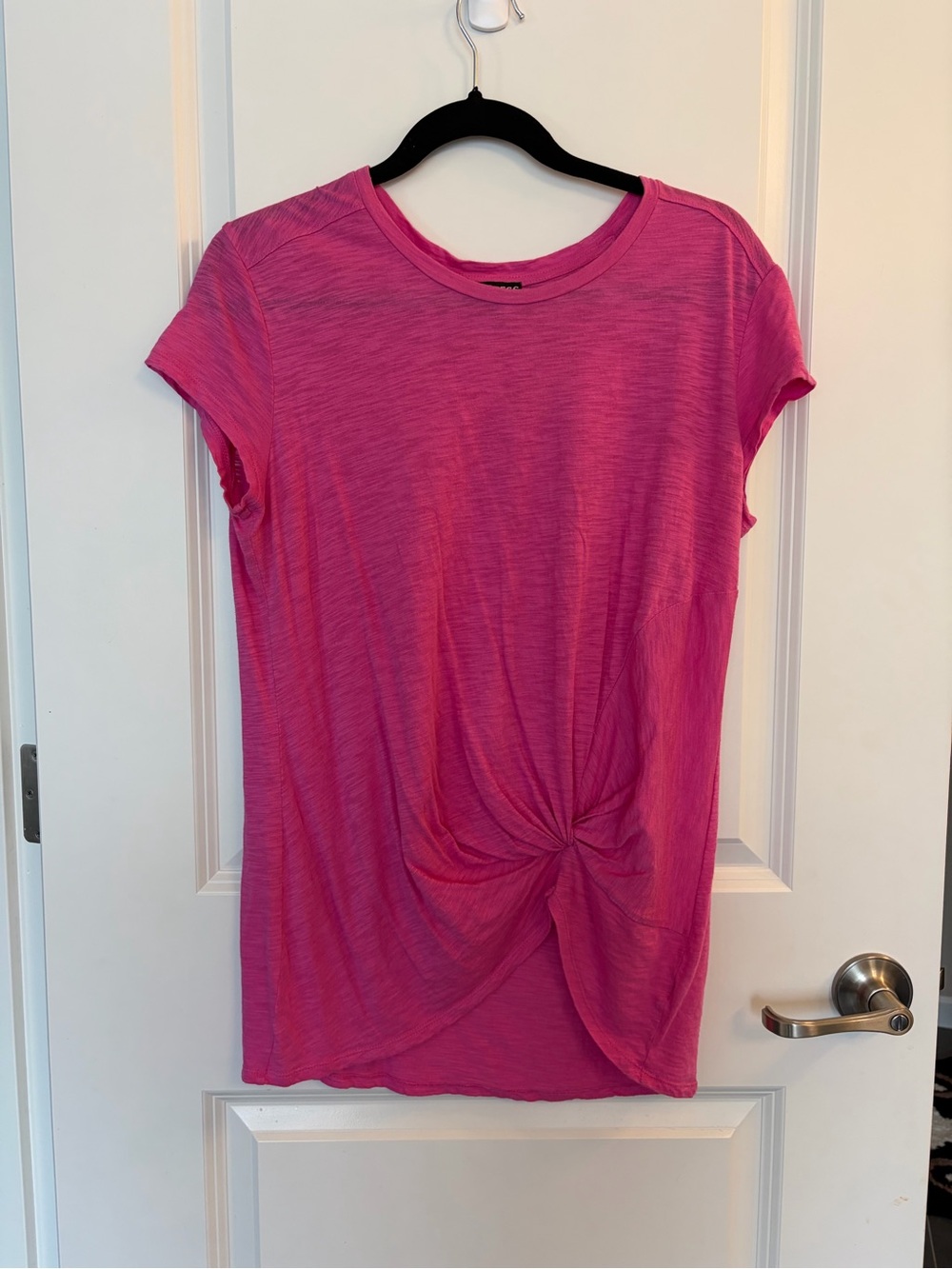 Express Hot Pink Twist-Front Short Sleeve Tee